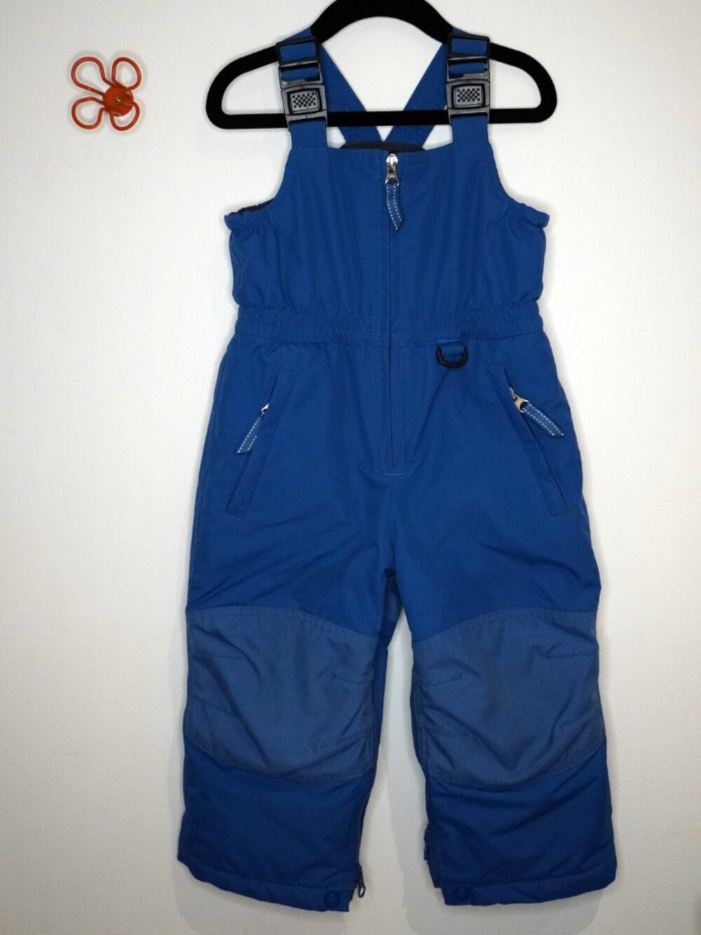 Land's End 3T Snow Bib Overalls Toddler Blue Waterproof Insulated Iron Knee Snow